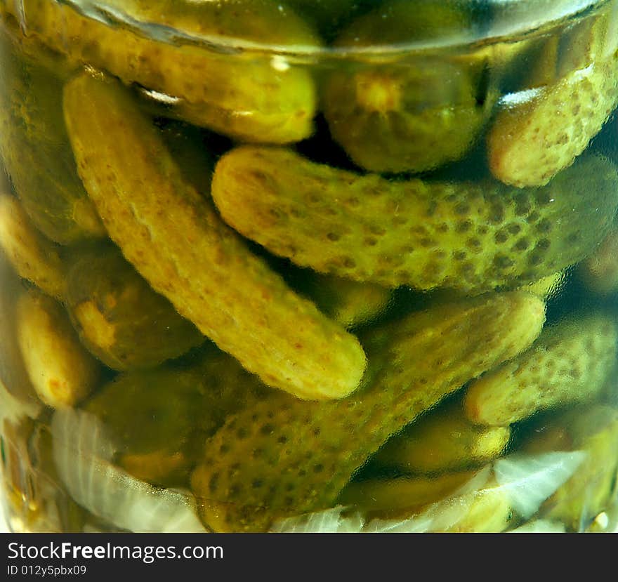 Salty cucumbers in a bank. Salty cucumbers in a bank