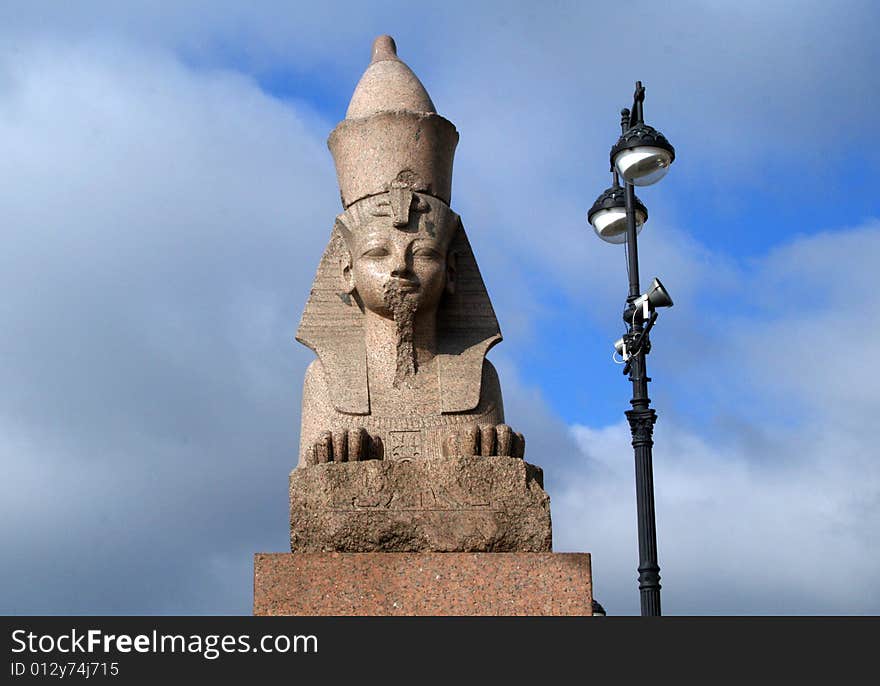 One of two counter-facing Egyptian Sphinxes in Saint Petersburg. One of two counter-facing Egyptian Sphinxes in Saint Petersburg.