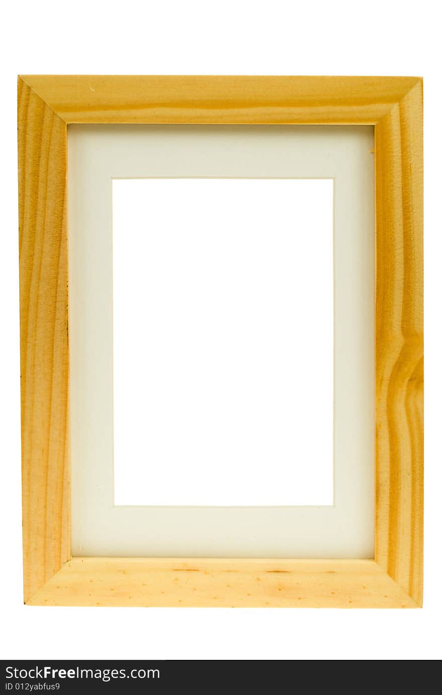 Classic wooden image frame isolated on a white background