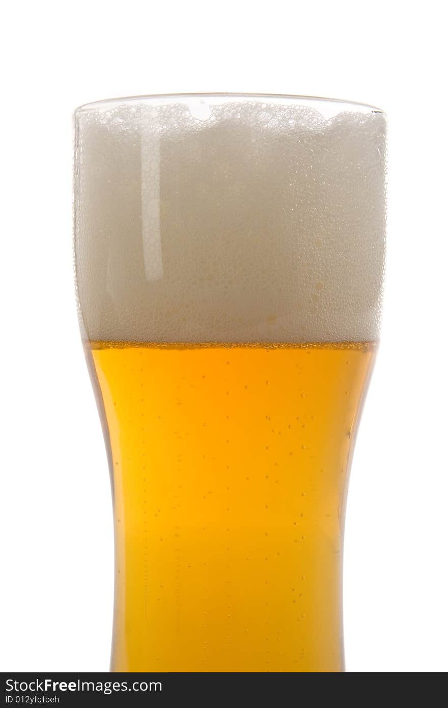 Beer glass on white groud