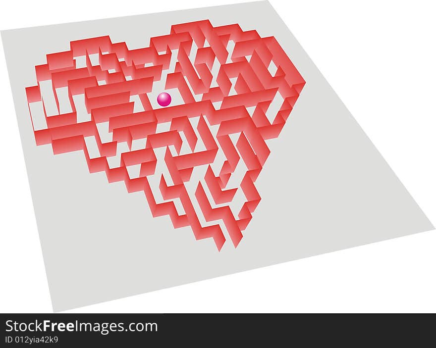 A heart-shaped red maze. A heart-shaped red maze