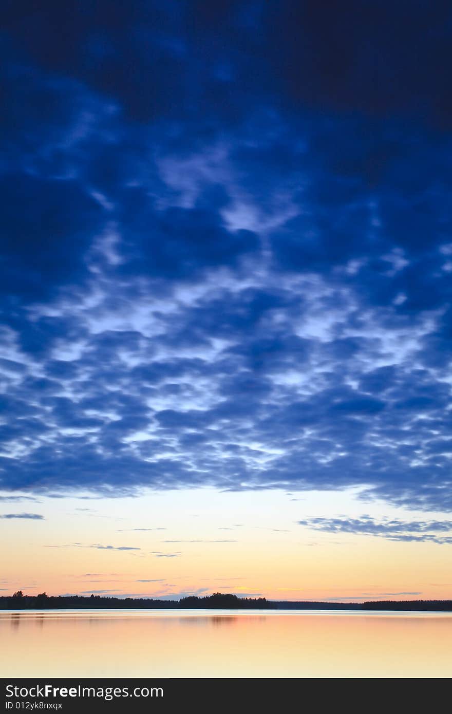 Summer sunset on the lake of Finland. Summer sunset on the lake of Finland