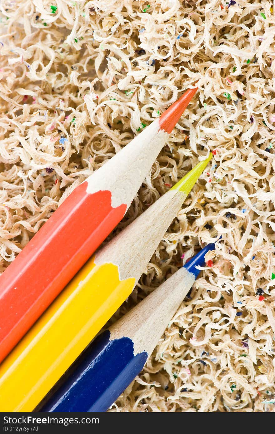 Colored pencils in shaving