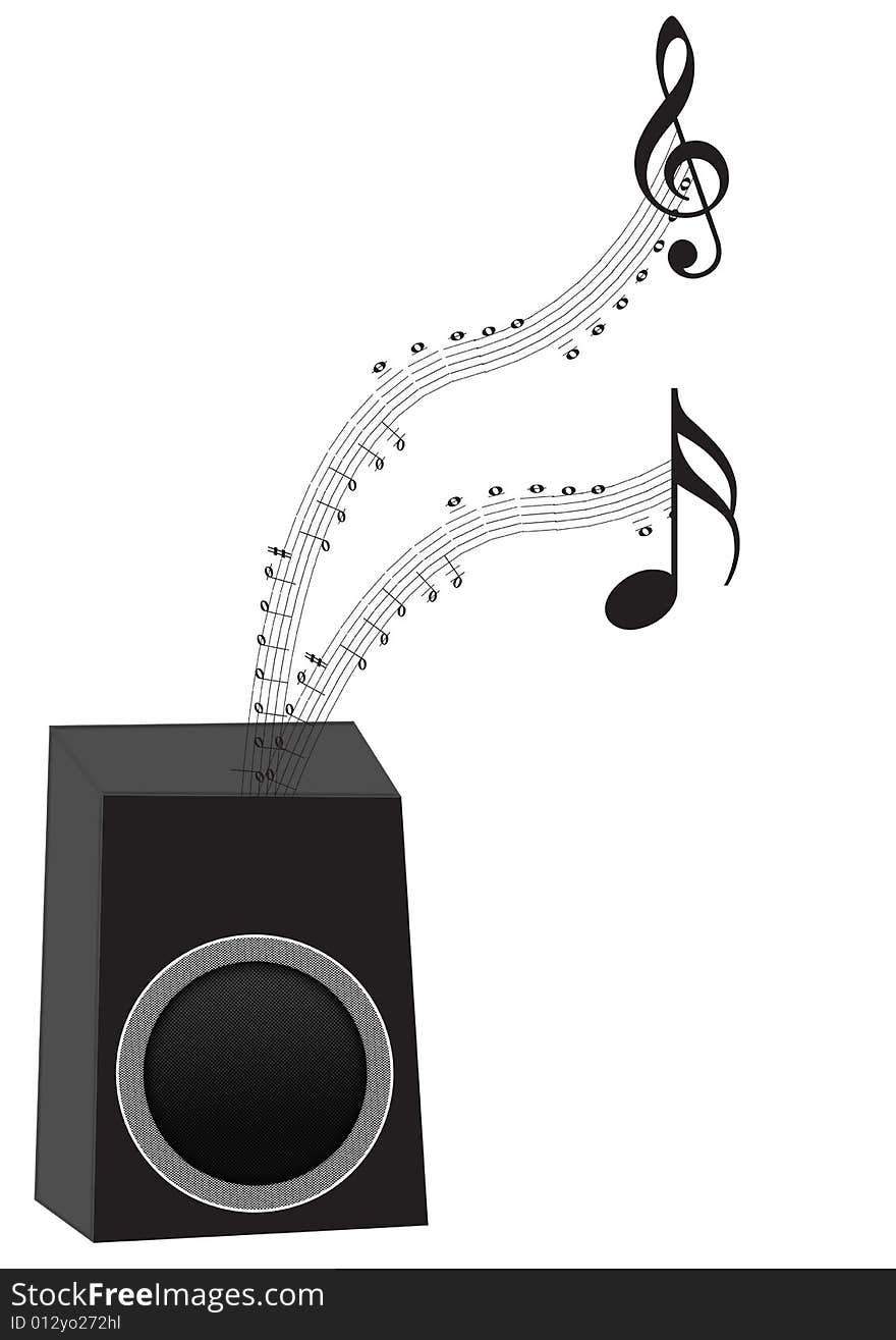 Speaker with music notes