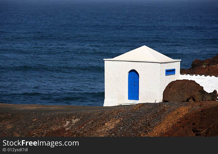 Small white house on Lanzarote Island, Spain. Small white house on Lanzarote Island, Spain