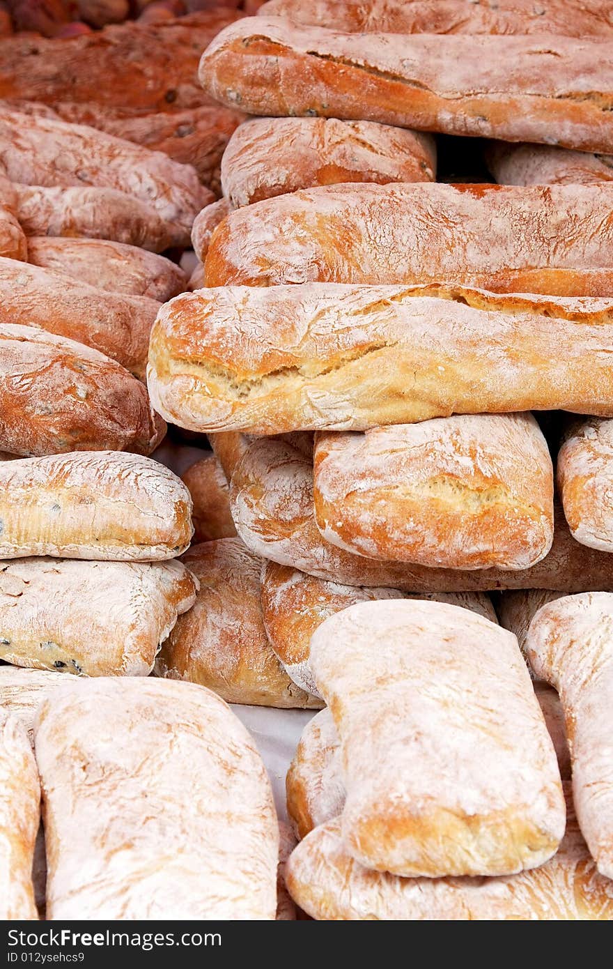 Bunch of white loafs on the market. Bunch of white loafs on the market