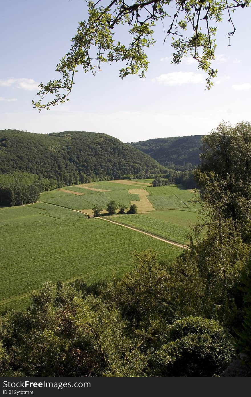 View over the fields of the Dordogne countryside. View over the fields of the Dordogne countryside