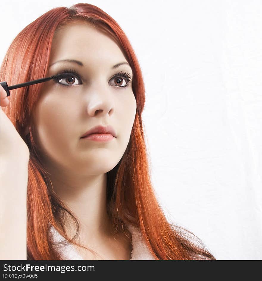 Redhead, girl, Makeup Mascara, Beautyful.