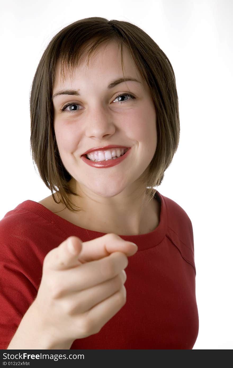 Smiling Teenager with red shirt