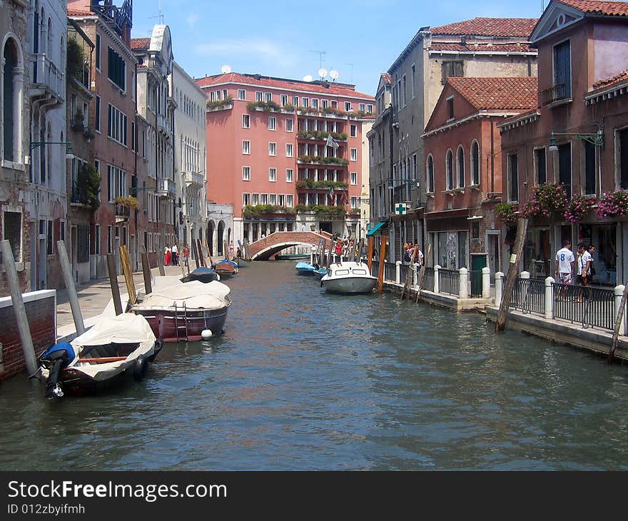 Smaller canal in Venice, Italy. Smaller canal in Venice, Italy