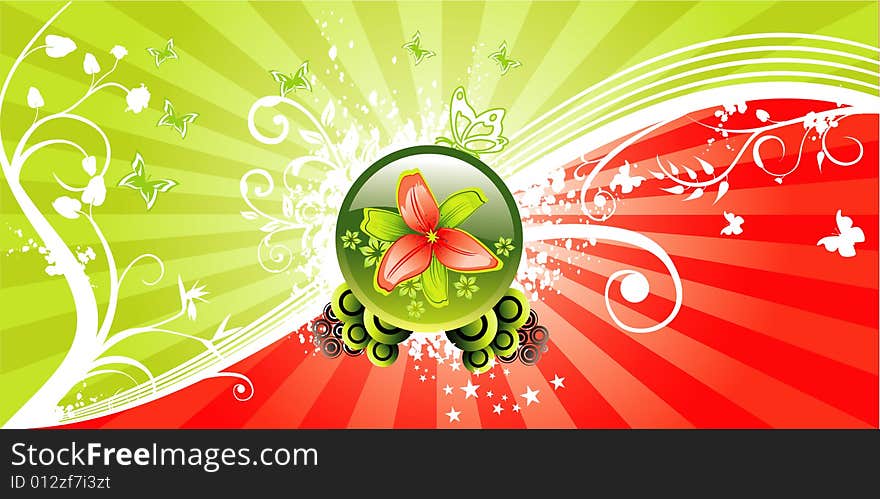 Vector flowers and plants illustration composition. Vector flowers and plants illustration composition