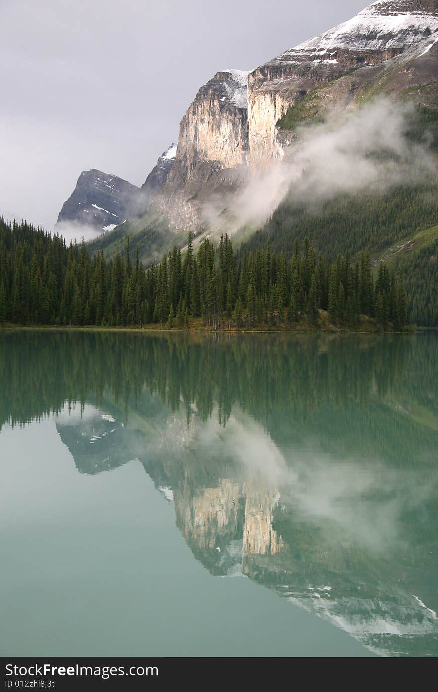 Sunset above Maligne Lake in Jasper National Park, Canadian Rockies. Sunset above Maligne Lake in Jasper National Park, Canadian Rockies