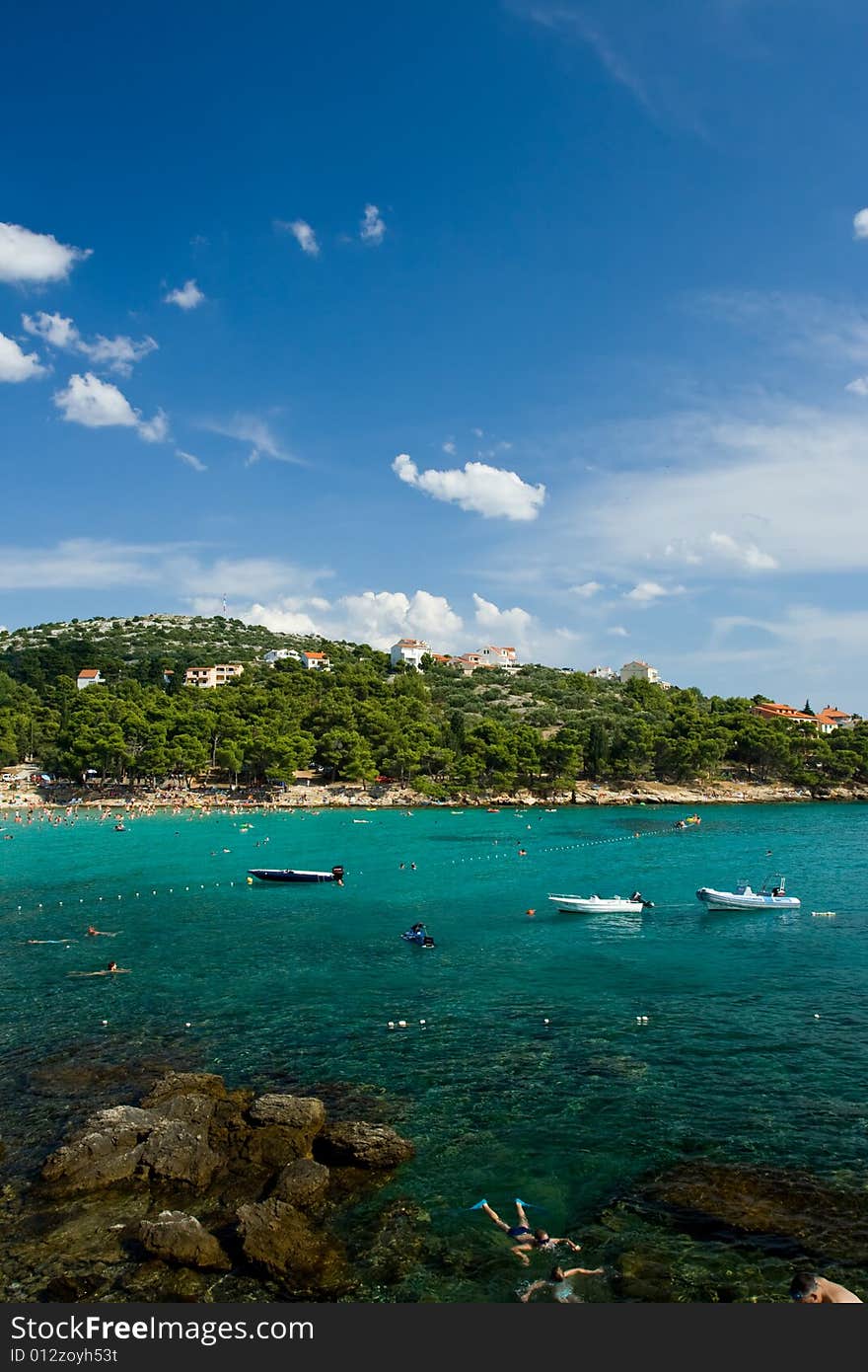 Adriatic sea beach full of tourists