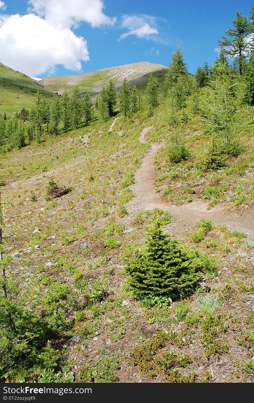 Hiking trail on mountain indefatigable, kananaskis country, alberta, canada. Hiking trail on mountain indefatigable, kananaskis country, alberta, canada