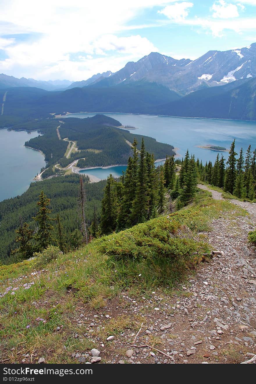 Hiking trail on mountain indefatigable, kananaskis, alberta, canada. Hiking trail on mountain indefatigable, kananaskis, alberta, canada