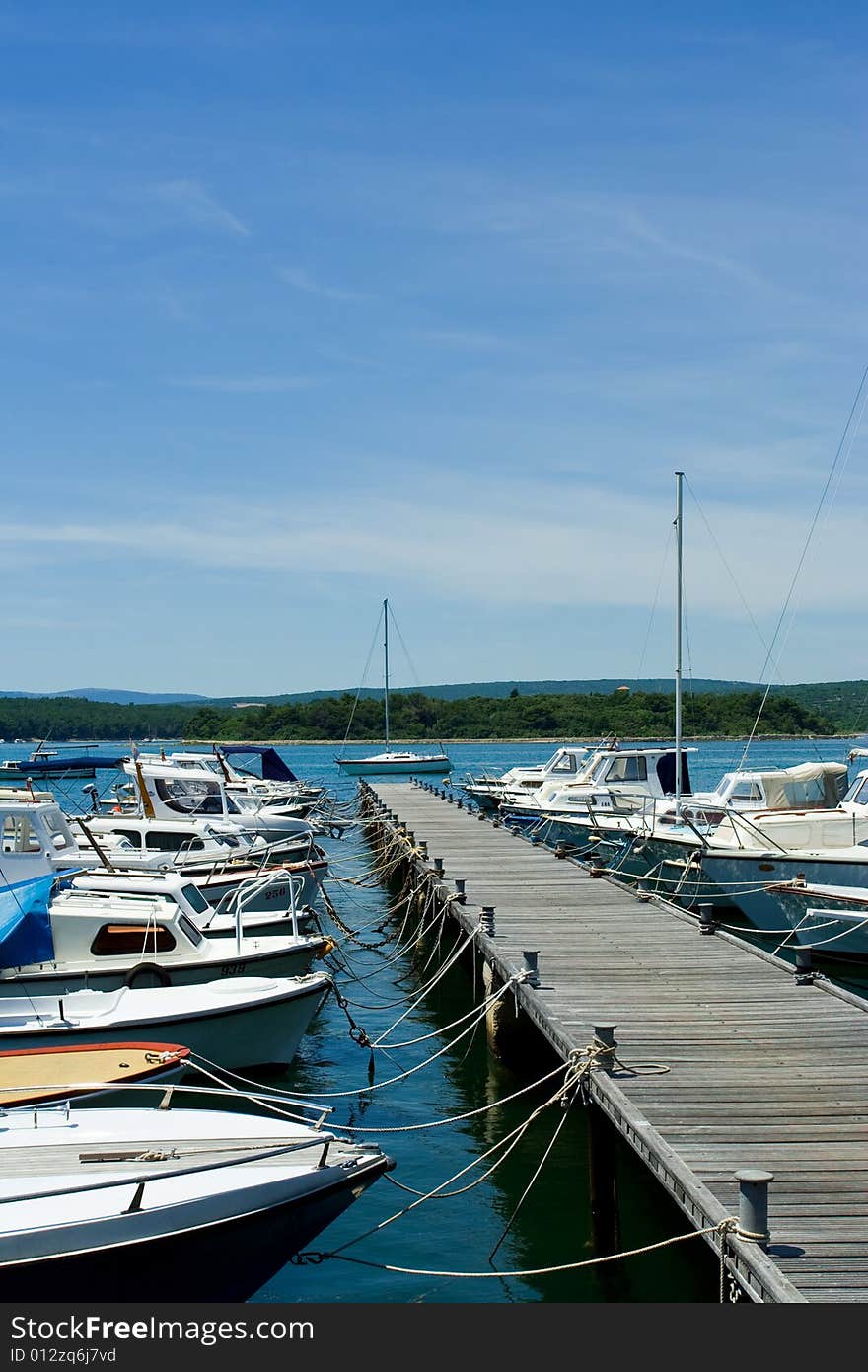 Sailing ships harbor, island Krk, Croatia