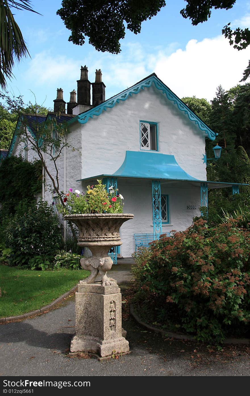 Blue and White Cottage