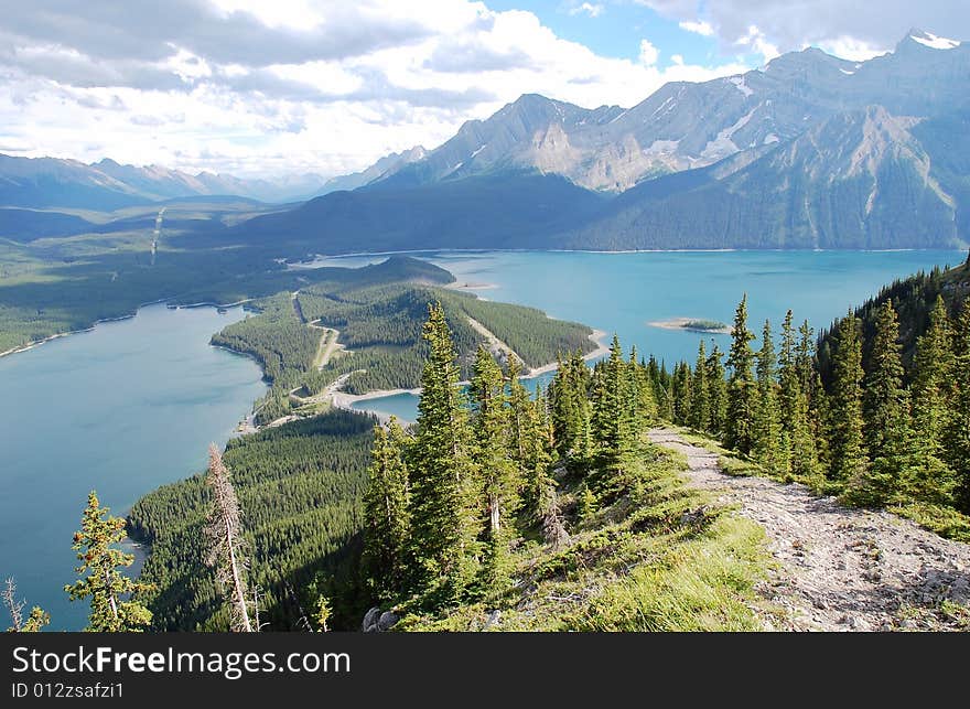 Hiking trail on mountain indefatigable, kananaskis, alberta, canada. Hiking trail on mountain indefatigable, kananaskis, alberta, canada