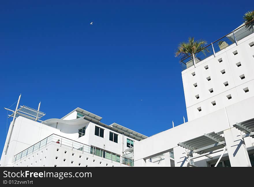 Modern building  on a background of blue sky