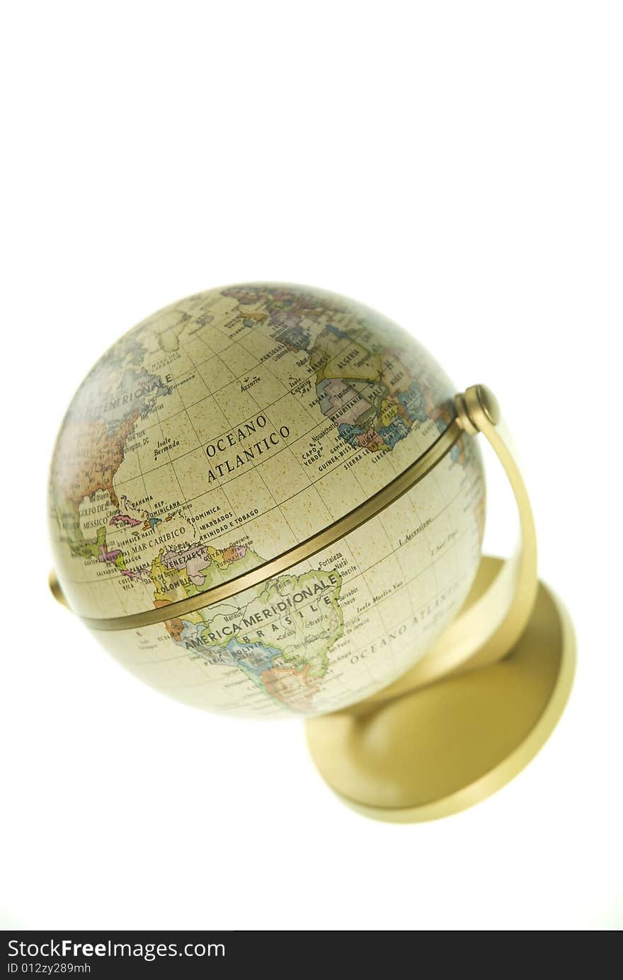 Old style political globe on a white background