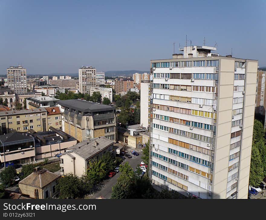 Panoramic view of downtown of Kragujevac city, Republic of Serbia