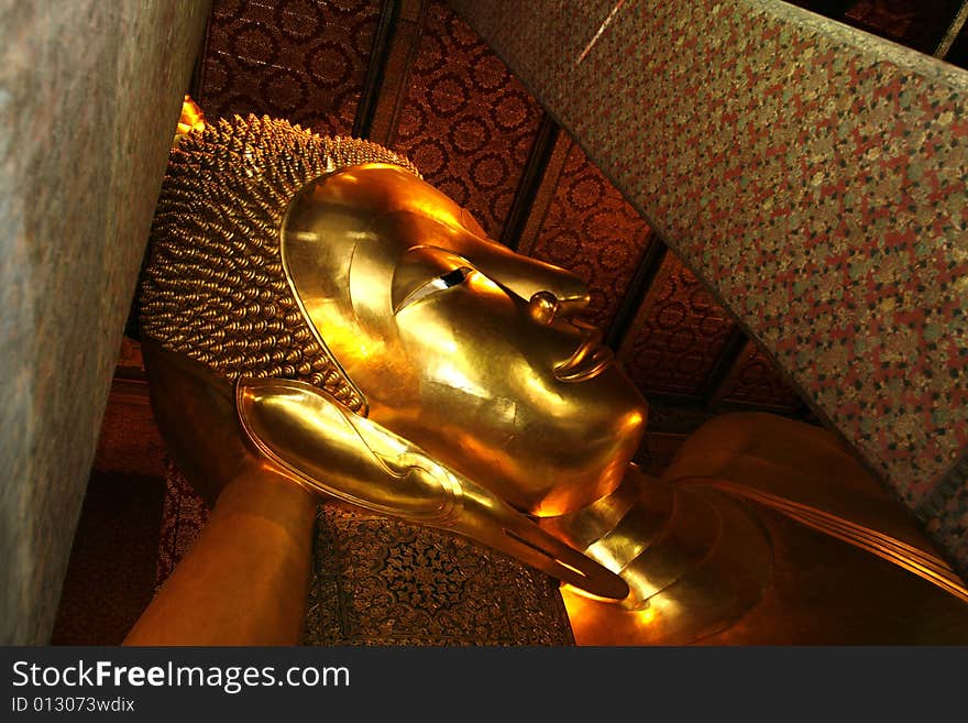 A recline Buddha in a palace  at Bangkok. A recline Buddha in a palace  at Bangkok