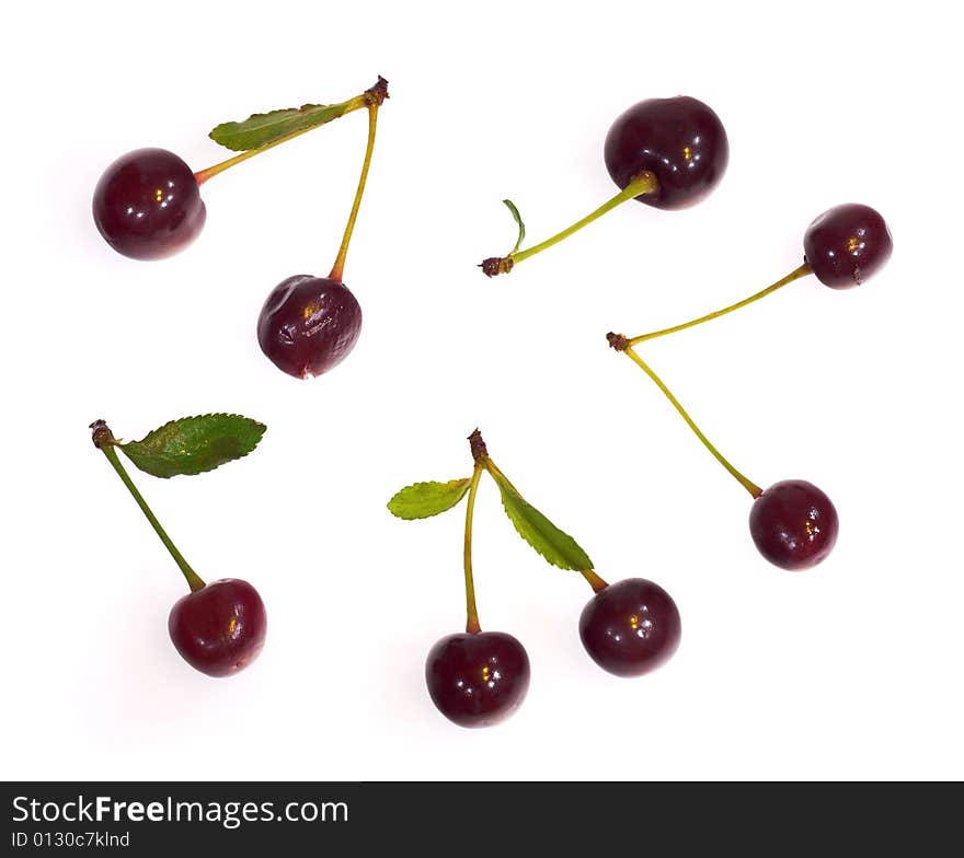 Cherry set isolated on white background.