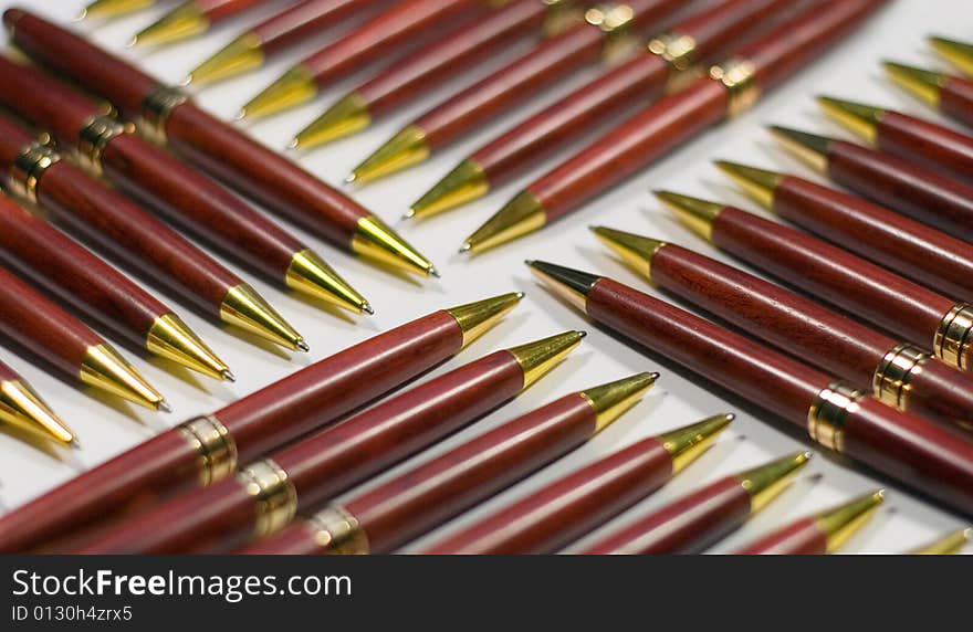 Wooden Pens With A Gold Clip