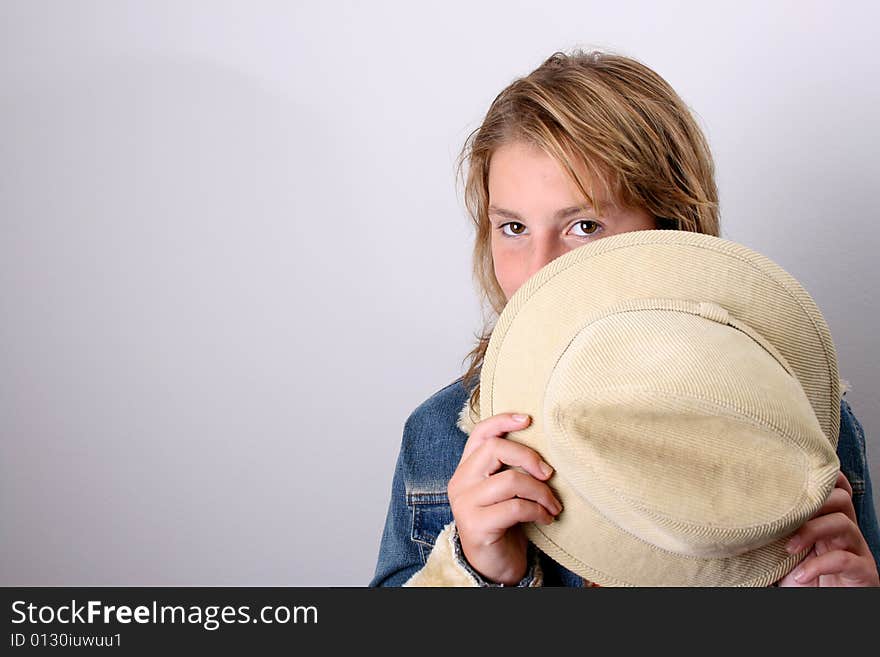 Teenage female model on a white background. Teenage female model on a white background