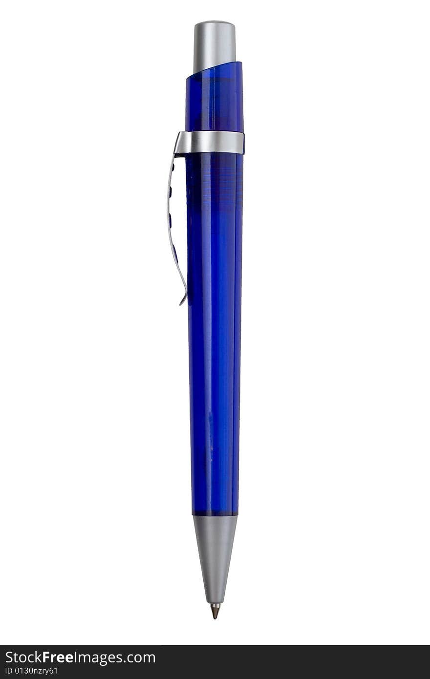 Blue Pen With A Silver Clips