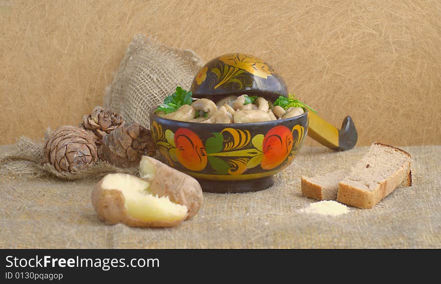 Still life of food in the old Russian style (picture). Still life of food in the old Russian style (picture)