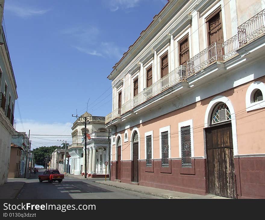 Colonial buildings in cienfuegos city