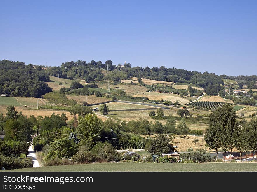 Paesagg of inland hills and vineyards of Tuscany