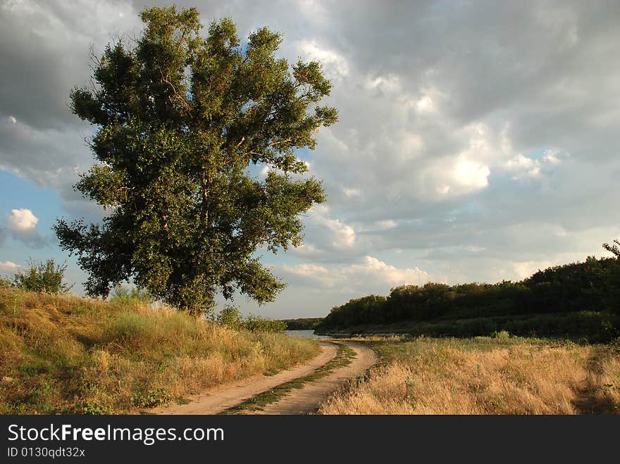 Country road to a mouth of the river Don. Country road to a mouth of the river Don.