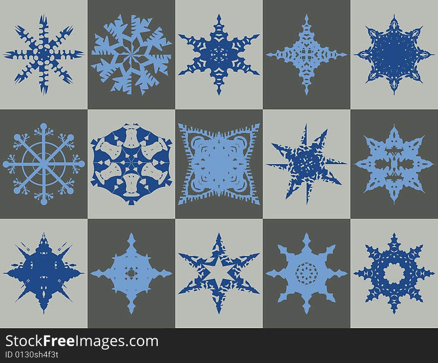 A collection of snowflakes ready for any Christmas decorations.  Also available in vector format. A collection of snowflakes ready for any Christmas decorations.  Also available in vector format.