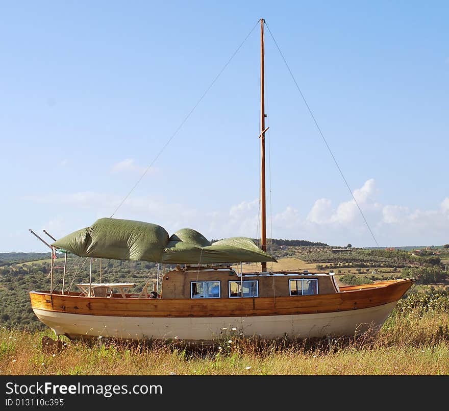 Sailboat in the tuscany country