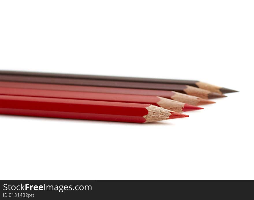 Pencils on a white background