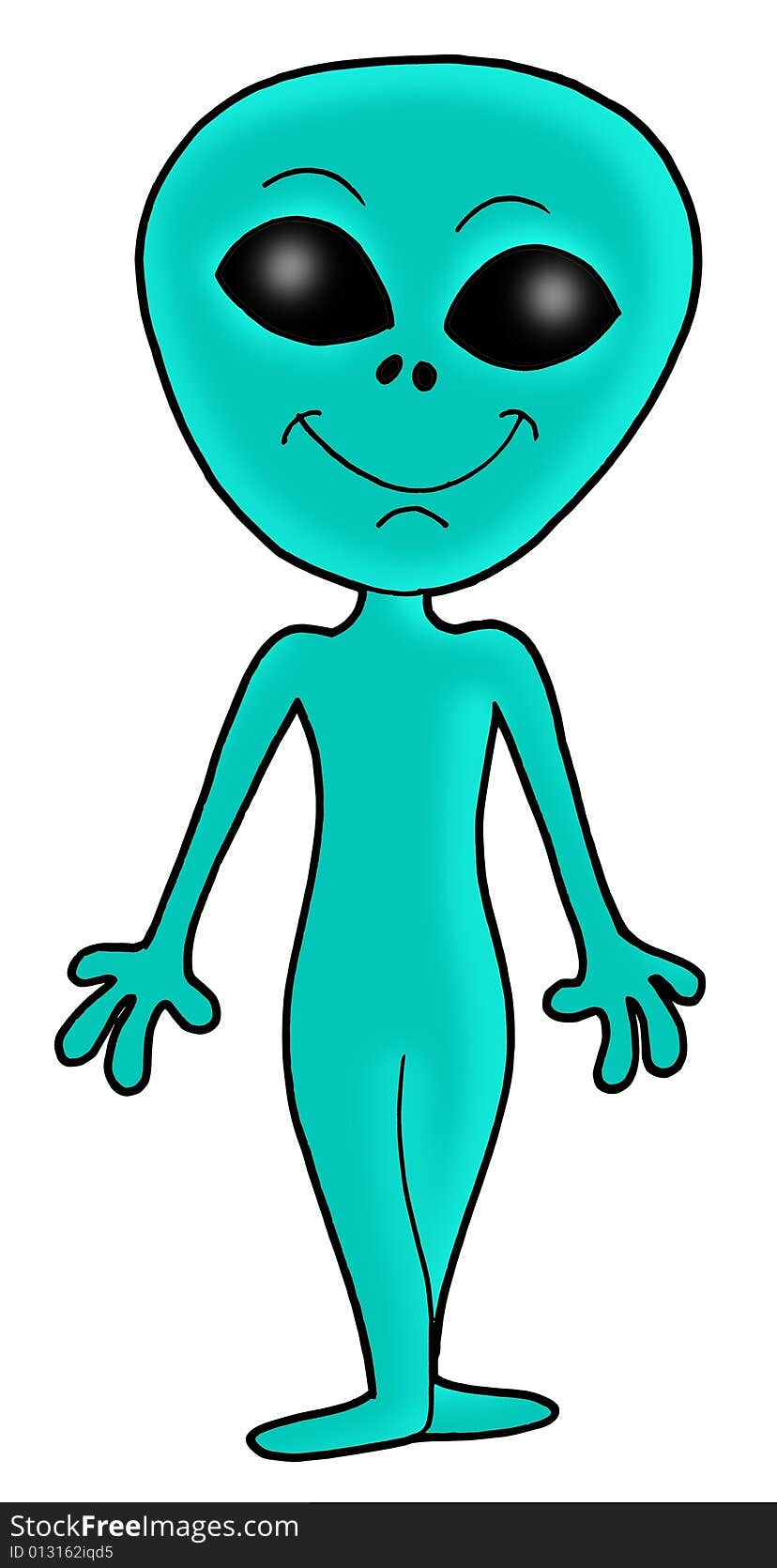 Cute alien on white background - color illustration.