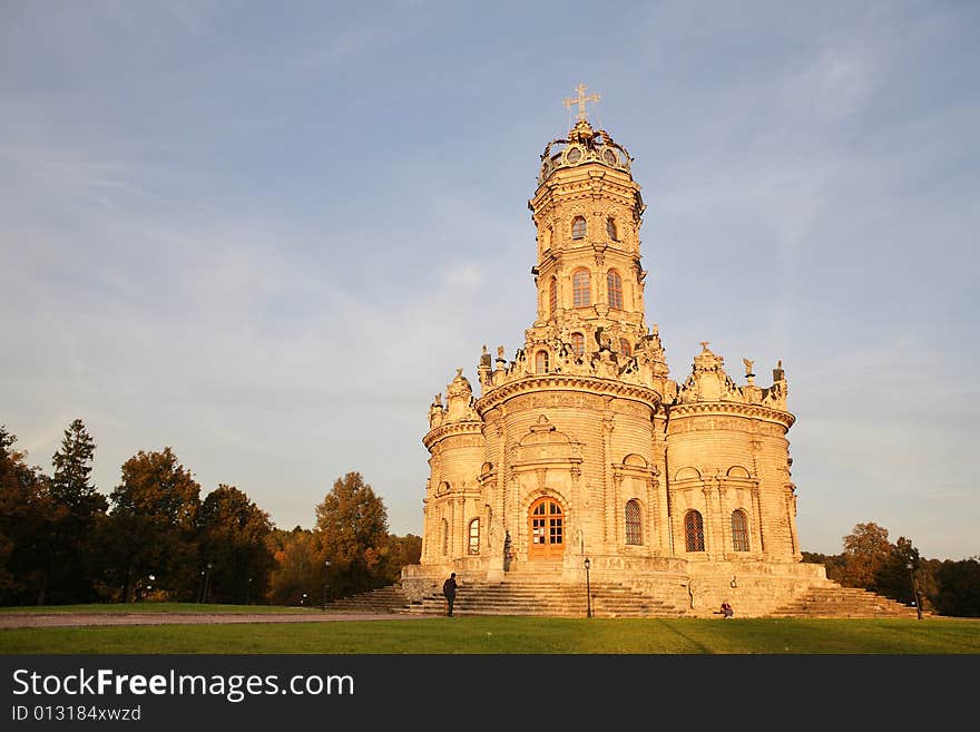 Beautiful and unusual church (Dubrovitsy, Russia)