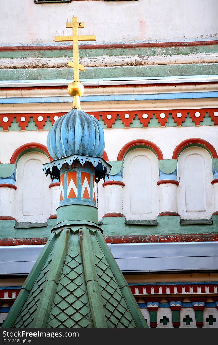 Cupolas and crosses on the Russian church