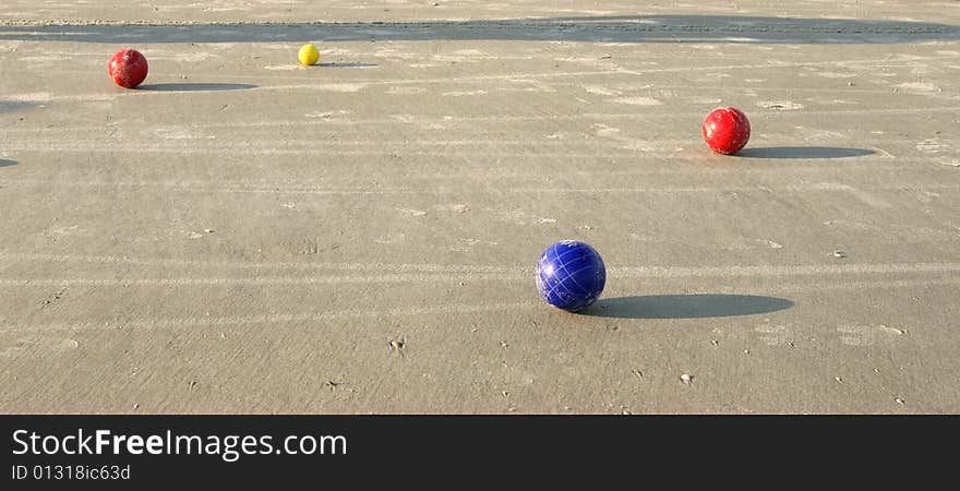 Boccie balls on the beach