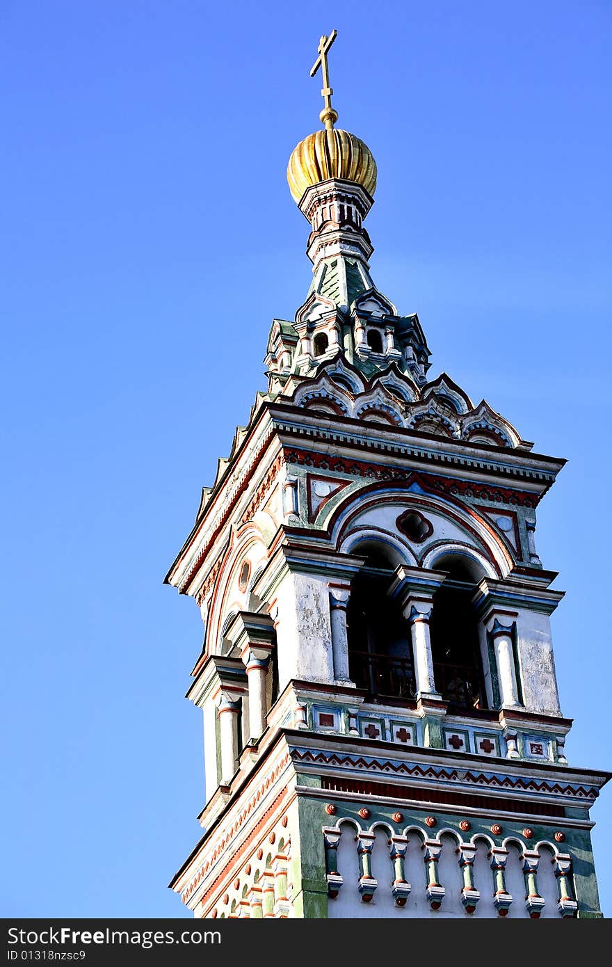 Cupolas and crosses on the Russian church