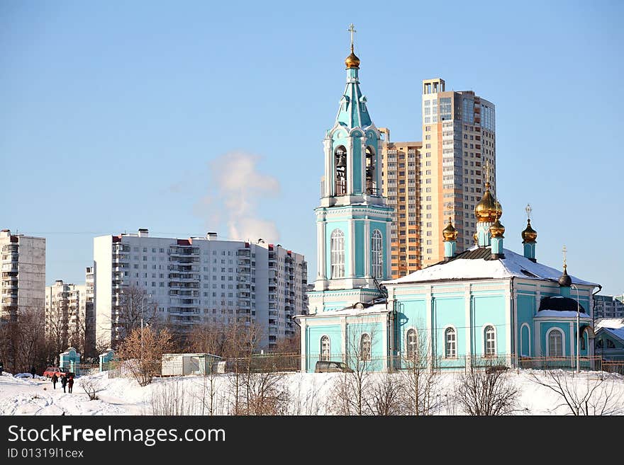 Beautiful Blue Christian Orthodox Church