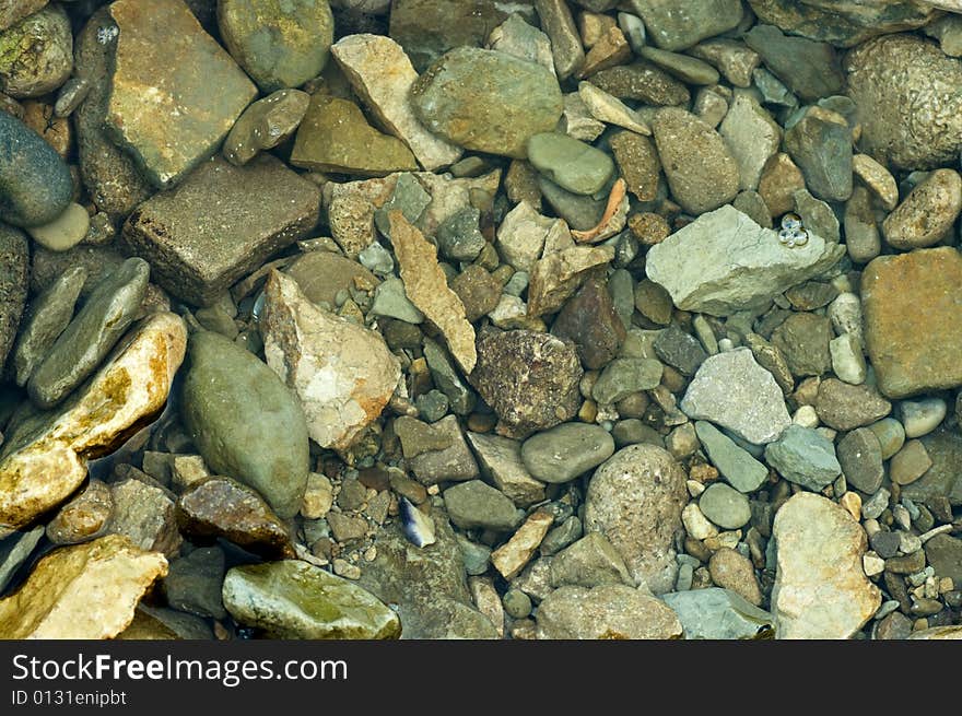 A shot of stone under water