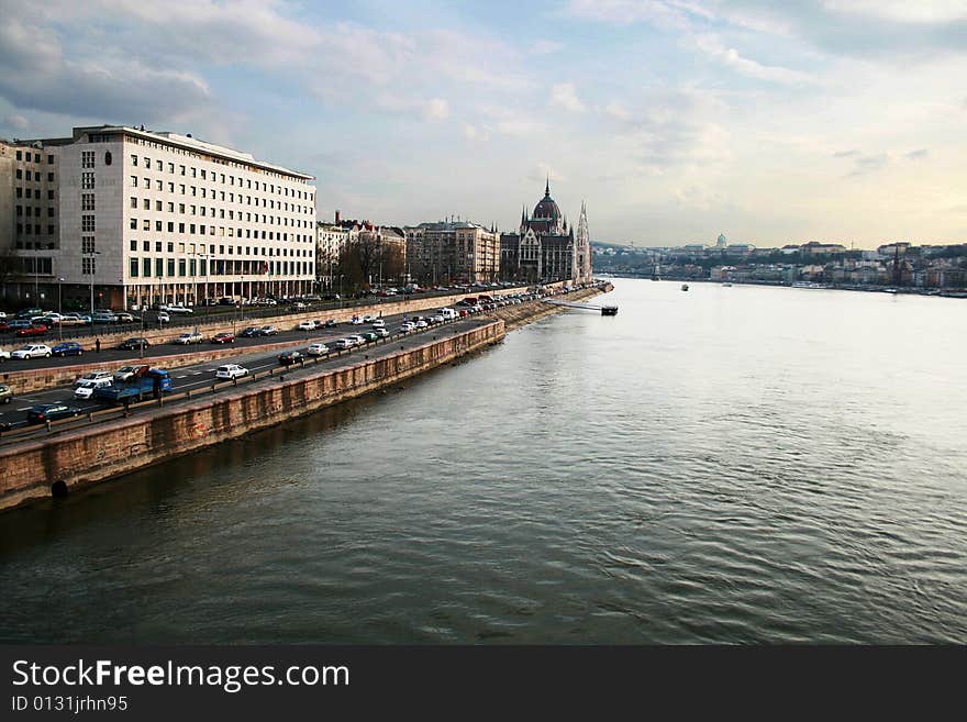 The old Budapest Parliament near the Danube