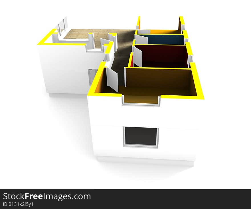 This is the 3d plan of a flat