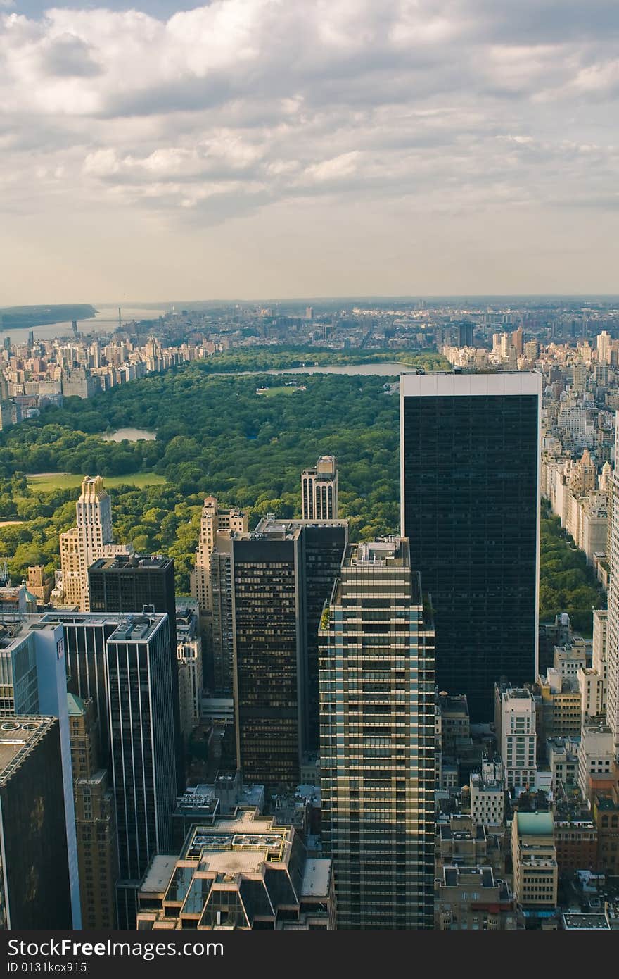 Skyscrapers in fron and central park. Skyscrapers in fron and central park