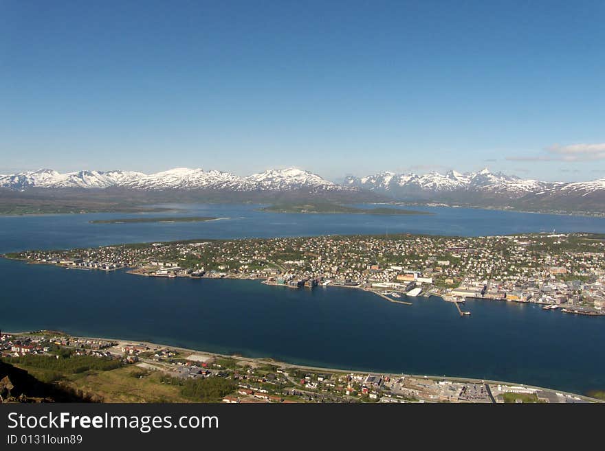 The southernmost side of Tromsoe's island, northern Norway, above the arctic circle. The southernmost side of Tromsoe's island, northern Norway, above the arctic circle