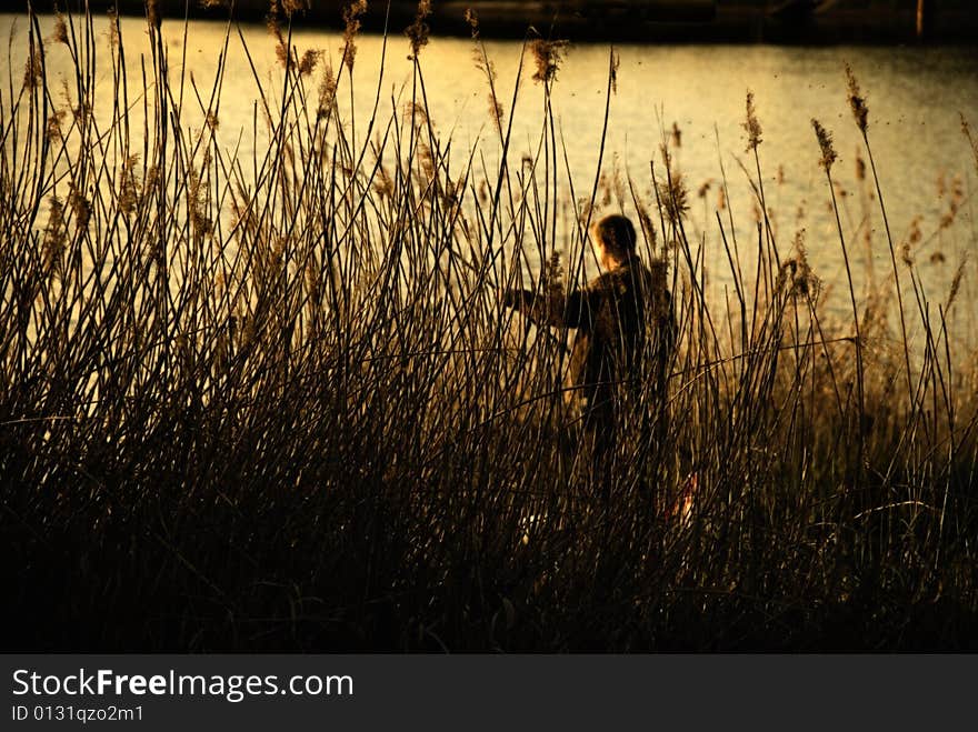 Sport fisherman holding fishing-rod