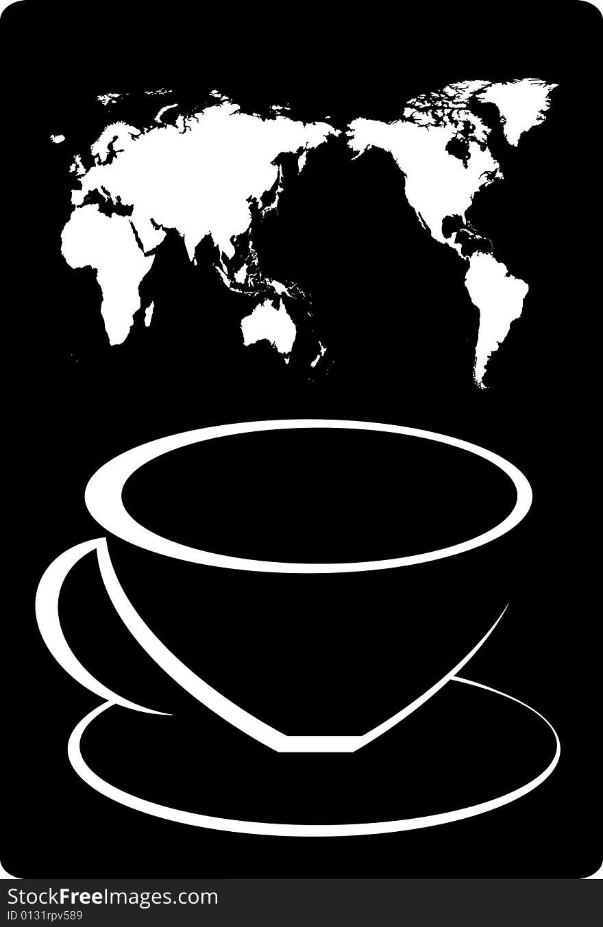 Cup of coffee with abstract design element